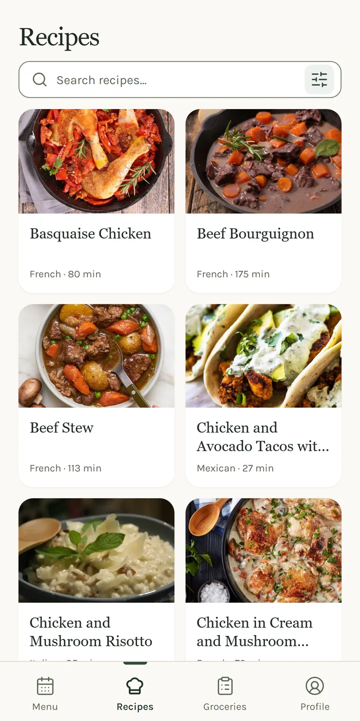 The recipe library